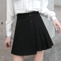 珂卡慕(KEKAMU)百褶裙短裙 学院风西装百褶短裙女春秋夏高腰百搭显瘦褶皱灰色西服港味a字半身裙子