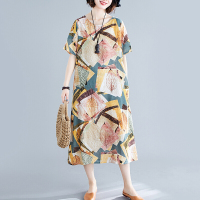 珂卡慕(KEKAMU)连衣裙夏天穿的女中长款2020新款夏装流行中年妈妈显瘦遮肚子裙子