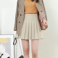珂卡慕(KEKAMU)百褶裙短裙 学院风百褶裙女2020春夏新款高腰显瘦黑色半身裙子学院风防走光a字短裙