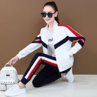 珂卡慕(KEKAMU)宽松大码显瘦运动服套装女春2020新款时尚韩版蝙蝠衫跑步休闲百搭舒适三件套