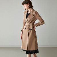 珂卡慕(KEKAMU)风衣女中长款20202020春季新款简约纯色翻领外套收腰显瘦气质复古风衣女中长款 咖啡色