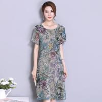 珂卡慕(KEKAMU)30-40-50岁好看的妈妈装大码裙子2020春夏季新款复古中老年显瘦雪纺连衣裙四五十岁