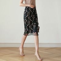 珂卡慕(KEKAMU)网纱刺绣蕾丝半身裙女2020夏新款款大码显瘦包臀A字高腰一步碎花 网纱碎花刺绣