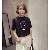 珂卡慕(KEKAMU)2020夏季新款白色短袖T恤女韩版大码宽松显瘦简约字母印花半袖时尚百搭体恤女