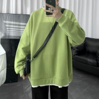 珂卡慕(KEKAMU)卫衣男款无帽亮色宽松圆领卫衣韩版潮牌情侣无帽男生网红上衣