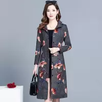 珂卡慕(KEKAMU)春秋款腰带风衣女长款印花风衣女2020春秋立领长袖系腰带韩版修身女神范大码外套 花色