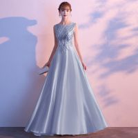 珂卡慕(KEKAMU)高端气质晚礼服女金色宴会2020新款时尚主持人连衣裙气质合唱团演出服长款