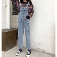 珂卡慕(KEKAMU)休闲裤女百搭春秋2020新款韩版火的显瘦减龄宽松高腰九分牛仔背带裤女装