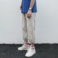 珂卡慕(KEKAMU)直筒运动裤男2020新款男士休闲裤韩版潮流九分裤春季裤子宽松束脚裤