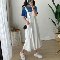 珂卡慕(KEKAMU)大码胖mm连衣裙女装遮肚显瘦连衣裙200斤宽松牛仔裙两件套长裙