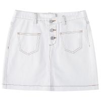 珂卡慕(KEKAMU)女士春秋短裙高腰半身裙女装2020夏装新款火短裙子学生韩版a字裙牛仔裙春秋 白色