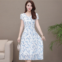 珂卡慕(KEKAMU)30-40-50岁好看的妈妈大码台湾纱女装高端阔太太遮肉显瘦30一40岁贵夫人连衣裙洋气雪纺