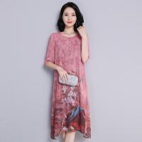 珂卡慕(KEKAMU)30-40-50岁妈妈气质夏装连衣裙中年女四五十岁中长款大码洋气中老年改良旗袍裙子