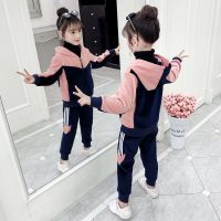 珂卡慕(KEKAMU)小女孩春天穿的衣服女童运动套装春秋装2020年新款洋气宝宝儿童装金丝绒两件套韩版潮