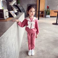 珂卡慕(KEKAMU)小女孩春天穿的衣服女童春装套装学院风儿童洋气小女孩卫衣运动套装春秋中大童两件套 胭脂粉 预售2月2