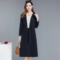 珂卡慕(KEKAMU)风衣女中长款2020春秋新款韩版纯色收腰修身气质百搭初秋薄款外套