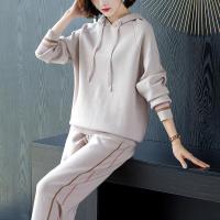 珂卡慕(KEKAMU)春秋卫衣休闲运动套装女秋装时尚小脚裤连帽运动衣洋气毛衣两件套