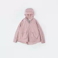 珂卡慕(KEKAMU)尼龙感户外宽松短款风衣女外套春秋休闲薄款防风连帽上衣