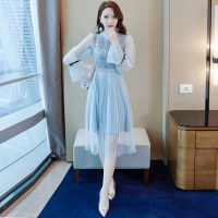 珂卡慕(KEKAMU)连衣裙秋季2020新款仙女超仙森系智熏裙法式桔梗裙蕾丝镂空性感