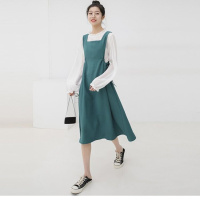 珂卡慕(KEKAMU)韩版休闲背带连衣裙女学生女款过膝两件套