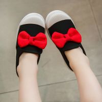 珂卡慕(KEKAMU)女童帆布鞋春百搭休闲儿童板鞋蝴蝶结公主童鞋韩版2020宝宝布鞋