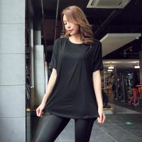 珂卡慕(KEKAMU)大码健身房瑜伽上衣服胖妹运动女半袖T恤罩衫宽松速干中长款罩衣A