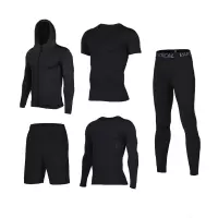 珂卡慕(KEKAMU)健身服套装男五六件套运动套装长袖速干篮球服紧身衣跑步服健身房