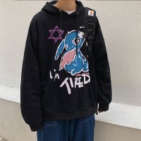 珂卡慕(KEKAMU)史迪仔卫衣女潮ins春季薄款宽松韩版bf百搭春季2020新款连帽上衣