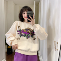 珂卡慕(KEKAMU)豹子卫衣衣服韩国 新款印花泡泡袖可爱女生长袖宽松 ~预售尽快发哟~ 均码