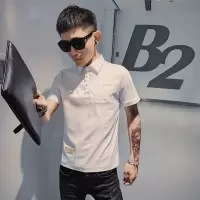 珂卡慕(KEKAMU)男生plol衫男短袖T恤衫ins潮流潮牌翻领半袖polo衫les夏季韩版百搭修身上衣男式
