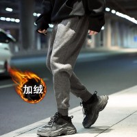 珂卡慕(KEKAMU)三条白杠裤子春夏新款运动裤男束脚男韩版潮流休闲宽松灰色小脚收口