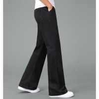 珂卡慕(KEKAMU)男士喇叭裤宽松裤脚阔腿大脚长裤牛仔裤腿粗喇叭大宽口秋季直筒男式无磁无铁