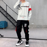 珂卡慕(KEKAMU)男生衣服一套搭配潮流款卫衣男圆领帅气ins国潮学生春装潮牌套装