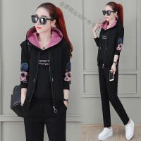 珂卡慕(KEKAMU)设计师品牌女装 潮牌女装春装跑步休闲运动服套装女春春季2020新款韩版服饰套头宽松卫衣三件套