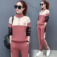 珂卡慕(KEKAMU)设计师品牌女装 潮牌女装春装拼接2020新款运动套装女立领春春季时尚休闲服卫衣两件套宽松大码