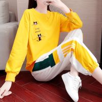 珂卡慕(KEKAMU)设计师品牌女装 潮牌女装春装运动休闲套装女春新款2020时尚潮流宽松圆领卫衣洋气显瘦两件套潮