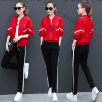 珂卡慕(KEKAMU)设计师品牌女装 潮牌女装春装蝙蝠袖运动套装女春秋三件套2020新款宽松时尚休闲运动装女秋套装