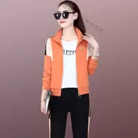 珂卡慕(KEKAMU)设计师品牌女装 潮牌春装休闲套装女春秋2020时尚新款宽松显瘦长袖运动衣立领长裤三件套