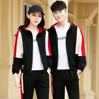 珂卡慕(KEKAMU)2020年春季新款韩版情侣运动套装男跑步休闲立领搭配帅气运动套装