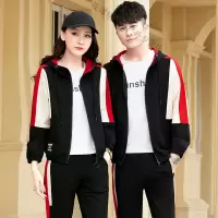 珂卡慕(KEKAMU)2020年春季新款韩版情侣运动套装男跑步休闲立领搭配帅气运动套装