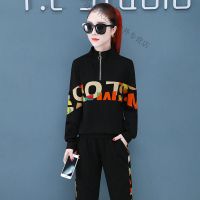 珂卡慕(KEKAMU)设计师品牌女装 潮牌女装春装休闲运动服套装女2020春春季新款时尚宽松韩版拉链卫衣潮流两件套