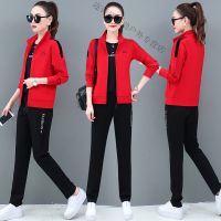 珂卡慕(KEKAMU)设计师品牌女装 潮牌女装春装蓝色休闲运动套装女春春季2020新款宽松立步卫衣三件套春游装