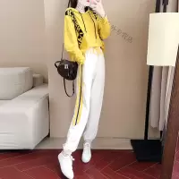 珂卡慕(KEKAMU)设计师品牌女装 潮牌女装春装2020春装新款休闲运动套装女时尚洋气韩版宽松卫衣两件套薄款潮流色上衣