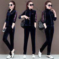 珂卡慕(KEKAMU)设计师品牌女装 潮牌春装金丝绒套装女2020春季新款韩版大码女装洋气休闲运动服宽松两件套