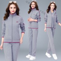珂卡慕(KEKAMU)设计师品牌女装 潮牌女装春装2020早春新款纯棉运动套装女春秋长袖中年码女装妈妈装三件套
