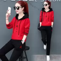 珂卡慕(KEKAMU)设计师品牌女装 潮牌女装春装运动套装女欧洲站2020春秋新款女装两件套连帽运动服休闲大码卫衣