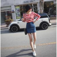 珂卡慕(KEKAMU)牛仔短裙女2020新款夏季韩版时尚高臂裙显瘦一步裙超火半身裙 天蓝色