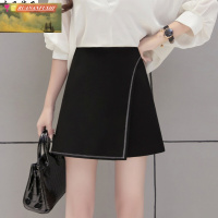 珂卡慕(KEKAMU)不规则a字裙女2020春季新款高腰半身裙A裙黑色春装裙短裙半裙春秋 黑色
