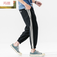 珂卡慕(KEKAMU)春日系宽松亚麻休闲裤男士九分裤胖子大码潮流百搭哈伦裤