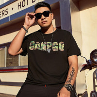 珂卡慕(KEKAMU)胖子短袖T恤男加肥潮牌大码男装潮胖夏装肥佬衣服胖人夏 黑色